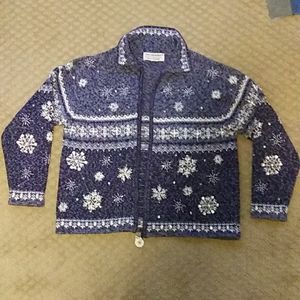 Ombre blue & white blingy snowflake sweater